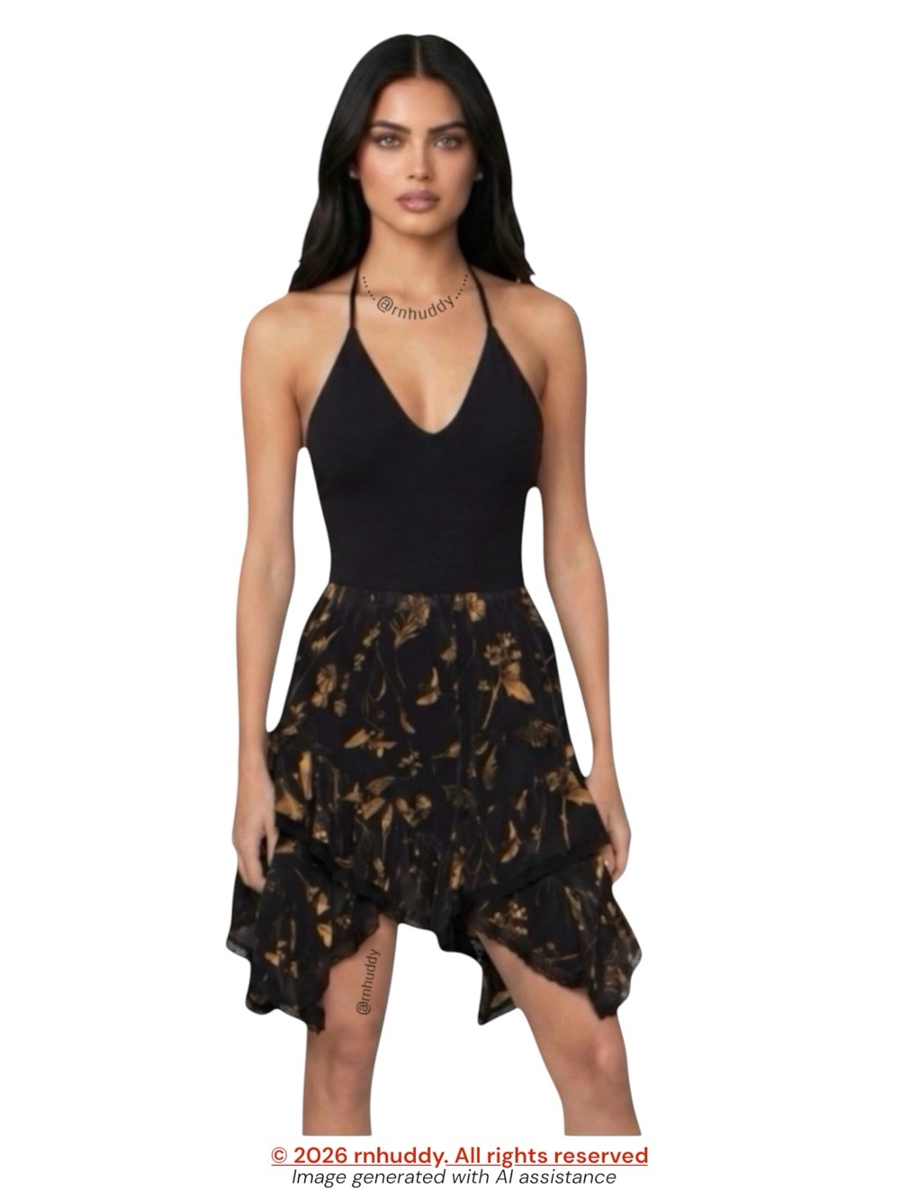 NWT All Saints size 4 black/gold asymmetrical skirt